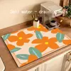 Tapete para Bancada de Cozinha, Tapete Drenante, Tapete Absorvente de Terra de Diatomáceas, Jogo Americano Antiderrapante com Padrão de Frutas, Tapete de Mesa Isolante Térmico
