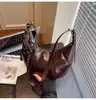 Bolsa Croissant de Couro Encerado Fashion para Mulheres 2026 Novo Design de Nicho Vintage Bolsa Transversal com Acabamento de Luxo, Bolsa de Mão e Bolsa de Ombro