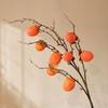 Adornos de Caqui Fruta Decoración de Pasillo Flores Falsas Jarrón Decoración Arreglo Floral Sala de Estar Mueble de TV Ramas Secas