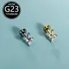 Piercing Labial Stud de Titânio F136 com Design de Flor Relâmpago e Cravação de Zircônia, Joia para Body Piercing com Corpo de Titânio de Grau Cirúrgico, Produto em Estoque do Fabricante