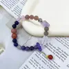 Pulseira Trançada de Cristal Branco e Ametista, Pulseira com Design de Laço Pixiu de Cristal, Estilo Menina com Cristal para Sucesso Acadêmico