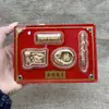 Conjunto Quatro Tesouros do Estudo em Ouro Puro 999 (Caneta, Tinta, Papel e Pedra de Tinta) Decoração Criativa para Sucesso em Provas, Presente de Bênção para Exames Finais do Ensino Médio e Vestibular Atacado