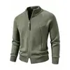 Cárdigan de Punto para Hombre Otoño/Invierno 2026 con Cuello Alto, Doble Cremallera y Diseño Texturizado, Suéter Chaqueta Casual de Manga Larga