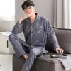 Outono Novo Luxo Primavera, Outono e Verão Novo Estilo Masculino Algodão Puro Calças de Manga Comprida Conjunto de Duas Peças Roupa de Casa Pijama