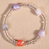Pulsera de Madera de Amatista Multicolor de Segunda Generación DIY Diseño de Nicho para Mujer Pulsera Versátil Cuentas de Madera Cuentas de Oración Wenwan
