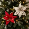 Decorações de Natal, flores de poinsétia brilhantes, poinsétias artificiais, enfeites de Natal, flores artificiais de Natal, flores de Natal no atacado