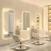 Espelho de salão de beleza espelho de barbearia estação de barbearia celebridade da internet de salão de beleza com luz montado na parede luminoso novo estilo espelho de corte de cabelo montado na parede