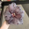 Goma para el pelo scrunchie de organza con lunares estilo francés de lujo ligero para mujer, Diadema de malla vintage de alta gama, Duradera y suave con el cabello