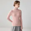 Suéter de cachemira listo para usar de alta gama para mujer con cuello alto superpuesto, suave y cálido, de cuello alto, corte ajustado, capa base de lana tejida