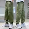 Pantalones casuales para niños, pantalones de algodón puro para niños de primavera y otoño, tallas medianas y grandes, pantalones largos de verano, estilo fino, pantalones de otoño para niños anti-mosquitos, modernos