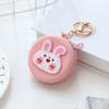 Porta-moedas Redondo de Silicone Desenho Animado, Bolsa Fofa para Armazenamento de Fones de Ouvido e Cabos de Dados, Pingente de Bolsa para Menina, Bolsa para Chave de Controle de Acesso