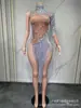 Roupa de Performance Brilhante com Franjas de Strass e Lantejoulas Estilo Europeu e Americano Venda Quente Transfronteiriça Macacão Sexy Justo Fantasia de Halloween