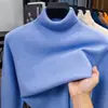 Suéter de cuello alto para hombre de venta caliente Otoño-Invierno 2026, Jersey de punto de color liso, Engrosado, Cálido, Versátil Capa base