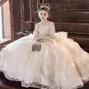 Vestido de Pasarela para Niñas de Manga Larga Color Champaña 2026 Nuevo Estilo Falda Tutú con Lentejuelas Disfraz para Piano de Niñas