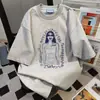 Camiseta de Manga Corta con Estampado de Letras Estilo Perezoso de Diseño de Nicho para Mujer Verano 2025 Casual Holgada Vintage