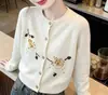 Suéter bordado floral estilo coreano, cárdigan para mujer, nueva colección otoño/invierno, corte holgado, moderno, estilo delicado, y emana una sensación de alta gama