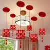 Decoración de Habitación de Boda con Guirnalda de Carácter Doble Felicidad Decoración de Techo para Boda, Dormitorio Masculino y Femenino, Casa Nueva, Decoración Colgante de Flor Abanico para Sala de Estar Suministros