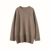 Suéter de Cashmere Feminino Gola Redonda Outono e Inverno Novo Manga Raglã Comprimento Médio Gola Redonda Tamanho Grande Pulôver de Manga Longa Suéter Básico de Tricô