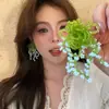 Pendientes Redondos de Flor Colorida Tejidos a Mano Pendientes Frescos de Dopamina Estilo Vacacional Pendientes de Nicho de Gama Alta