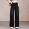 Jeans preto largo feito sob medida, de alta qualidade, em um estilo clássico e sofisticado, perfeito para mulheres, e um novo design popular para a primavera e o outono deste ano.