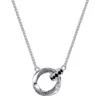 Presente de Dia dos Pais Transfronteiriço Colar para Pai com Duplo Anel Cravejado de Diamantes, Pingente Masculino de Luxo Leve de Nicho de Alta Qualidade, Joias Masculinas
