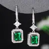 En stock De venta caliente Moda Pendientes Distintivos Pendientes Geométricos Cuadrado Esmeralda Diamante Elegante Combinan con Todo Pendientes de Gama Alta