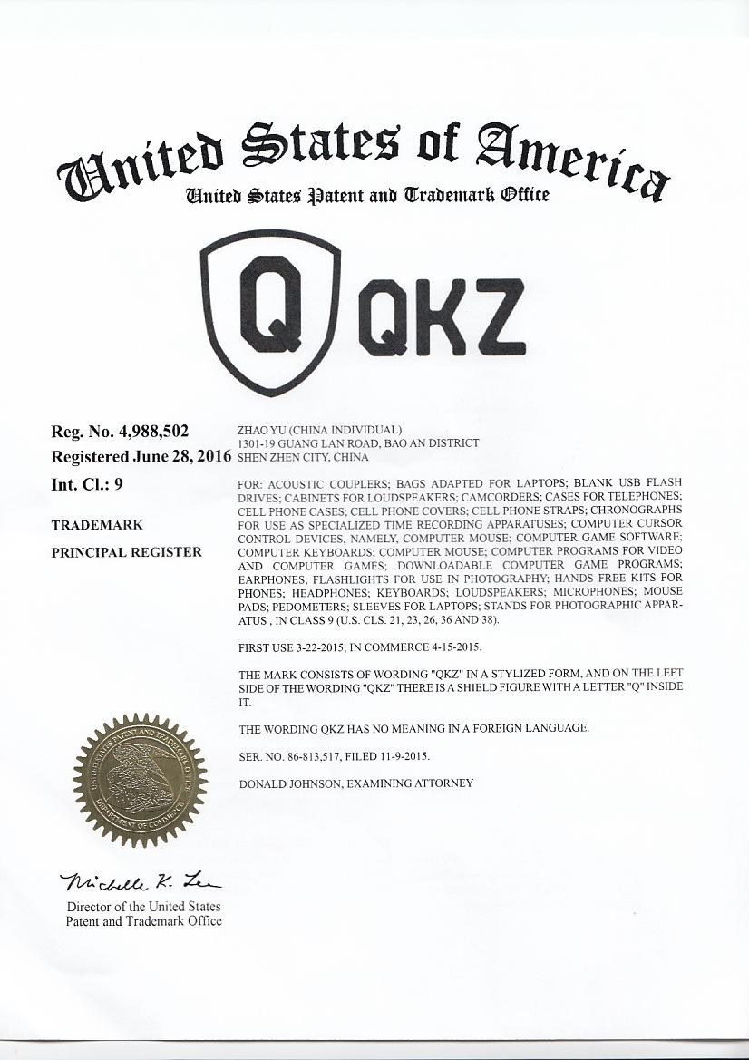 QKZ 美国商标
