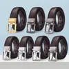 Cinturón de Cuero Genuino para Hombre, Moderno, Sencillo y Versátil, con Hebilla Giratoria de Pin de Alta Gama, Cinturón de Piel de Vaca de 3.5 cm para Hombre, Estilo Coreano