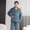 Pijama de invierno para hombre de mediana edad franela de tres capas acolchado de algodón ropa para el hogar forro polar de coral chaqueta acolchada de algodón al por mayor otoño