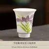 Taza de té de cerámica de iris morado pintada a mano, taza individual, juego de té kung fu, taza de té pequeña para el hogar, taza de maestro