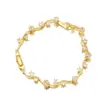 Pulsera de Cobre Chapado en Oro con Circonitas, Venta Caliente Transfronteriza Europea y Americana, Sensación de Lujo Ligero, Diseño de Rama Completa de Diamantes, Venta Directa del Fabricante