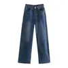 Calça Jeans Colorida Explosiva de Cintura Alta Feminina Solta Emagrecedora de Perna Larga Jeans de Lã Colorido Doce ins