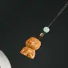Llavero de Tigre de Dibujos Animados Pareja Sándalo Talla en Madera Maciza Tigre del Zodiaco Disco U para Coche Colgante para Bolsa de Teléfono Móvil