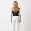 Corset de Sarja Estilo Europeu e Americano Espinha de Peixe Cintura Afunilada Modelador Top Tubo com Cadarço Colete Top Modelador Corporal