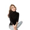 Atacado 2026 Blusa de Gola Alta Slim Fit com Forro de Lã Primavera e Outono Camiseta Base Manga Longa para Mulheres Versátil Emagrecedora Cor Sólida Roupa Feminina