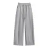 0158 Pantalones Rectos de Lino Tencel con Cintura Elástica y Cordón con Textura Dopamina