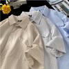 2025 Nueva Llegada Camisa de Manga Corta a Rayas para Hombre y Mujer Suelta Combinable para Pareja Camisa Casual Estilo Hong Kong Top Ligero Transpirable
