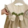 Crema Chicas 2025 Verano Nuevo Conejo Verde Falda de Pago Estilo Bebé Vestido Moda Princesa Coreana Falda