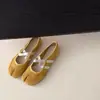 Zapatos de piel de cerdo de estilo francés con tiras cruzadas y puntera partida para mujer, nuevos zapatos planos de ballet de cuero suave primavera 2025, zapatos Mary Jane de una sola tira para mujer
