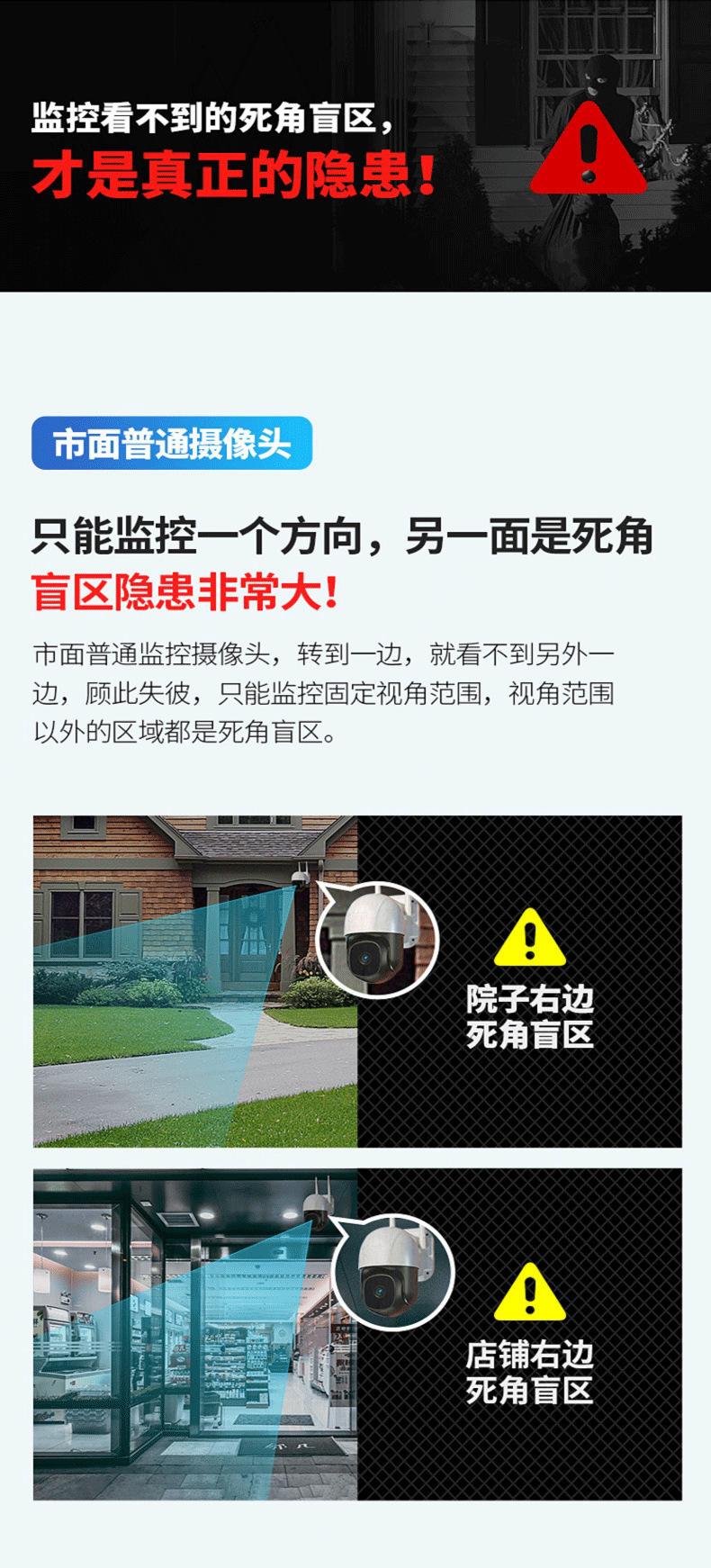 太阳能4G全景V380监控器无线手机远程室外双镜头枪球双目摄