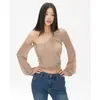 Top Adelgazante de Corte Ajustado, Top Sexy de Hombros Descubiertos para Chica Atrevida, Elegante Cubre-Traje de Verano con Protección Solar para Mujer, Camiseta Fina de Manga Larga para Mujer