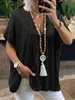 Verano Europeo y Americano Amazon Manga Corta Casual Moda 2024 Nuevo Cuello en V Jersey Lentejuelas Top Camiseta Suelta para Mujer