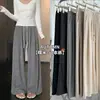 Pantalones grises de pierna ancha, estilo holgado y relajado, nueva colección otoño 2026 para mujer, adecuados para figuras petite, diseño de pierna recta, tela fluida, forrados de polar para mayor calidez, perfectos para otoño e invierno