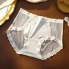 Bragas sexy de encaje francés para mujer, puras y seductoras, malla transpirable, seda de morera 10A, refuerzo antibacteriano, tanga de satén para mujeres jóvenes