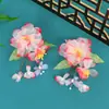 2025 Nuevo Original Hecho a Mano Tridimensional Rosa Seda Flor Antigua Hanfu Adorno para el Cabello Pasador Fotografía Maquillaje Hecho Flor Caliente Accesorios para el Cabello