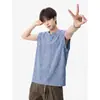 Nuevo chaleco de verano para hombre, transpirable, con patrón de diamantes calado y cuello en V, top casual de nicho estilo coreano, camiseta de alta gama de moda