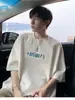 Camiseta de Manga Corta de Algodón Puro de Peso Pesado 260g para Hombre, Ajuste Holgado de Verano, Camiseta Base Estampada No Transparente, Top de Marca de Moda, Camiseta de Hombre
