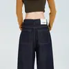 Jeans de Pierna Ancha Sueltos de Cintura Alta con Bolsillos Patchwork de Otoño 2025 para Mujer, Pantalones Rectos Sueltos Adelgazantes de Largo hasta el Suelo