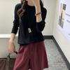 Suéter Básico de Lã Pura de Gola U de Alta Elasticidade para Mulheres, Top de Malha Pulôver Slim Fit Versátil Emagrecedor para Primavera