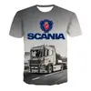 Exportação Transfronteiriça Venda Quente Verão Novo Caminhão Pesado Masculino Esportivo Manga Curta Impressão 3D Pulôver Casual Moda Camiseta